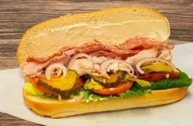 The Gallo deli club sandwich with turkey and ham.